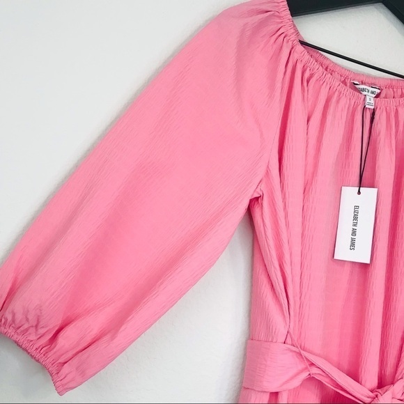 New! Elizabeth and James Bohemian Peasant Barbie Pink Gauzy Oversized Dress - Picture 9 of 12